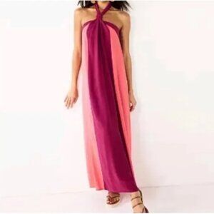 Gorgeous Nine West Colorblock Halter Maxi Dress Size XL